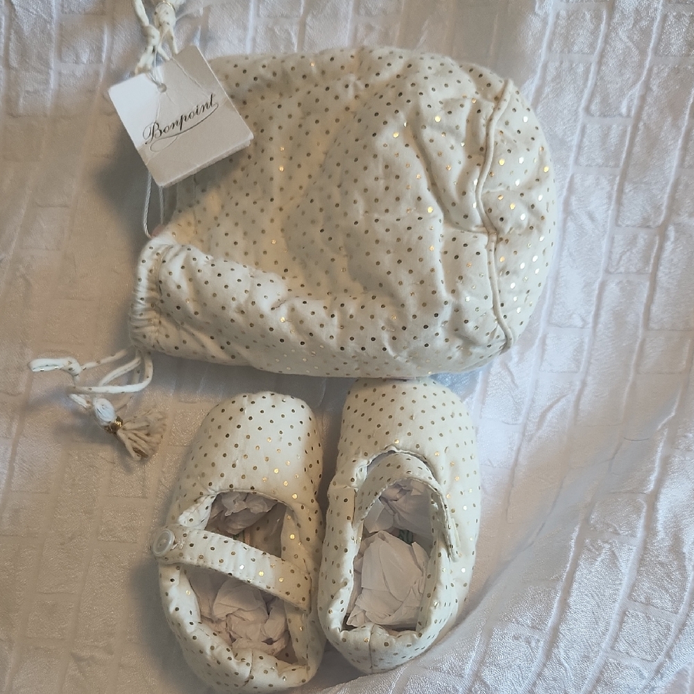 NWT Bonpoint Baby Booties With Bag Size 2
